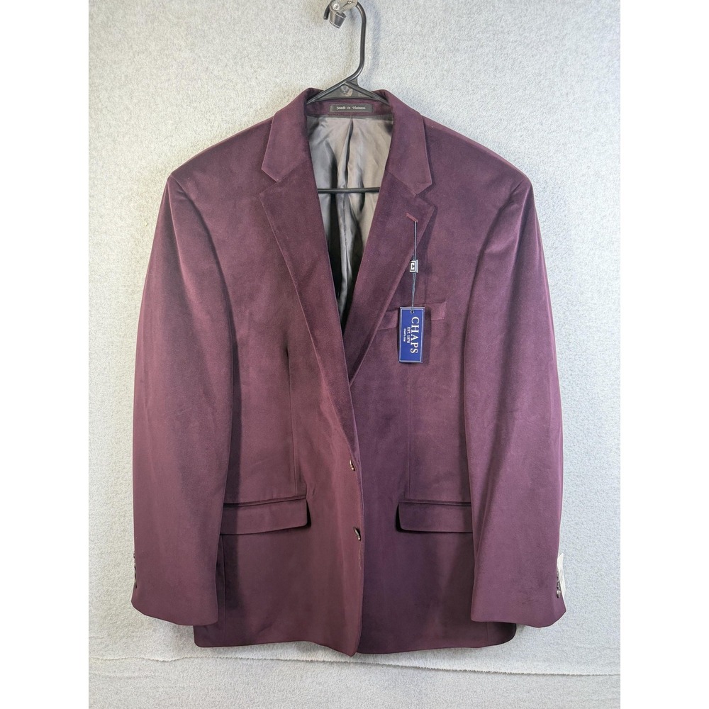Chaps Blazer Mens 44R Burgundy Red‎ Velvet Tuxedo Jacket Classic Fit Formal